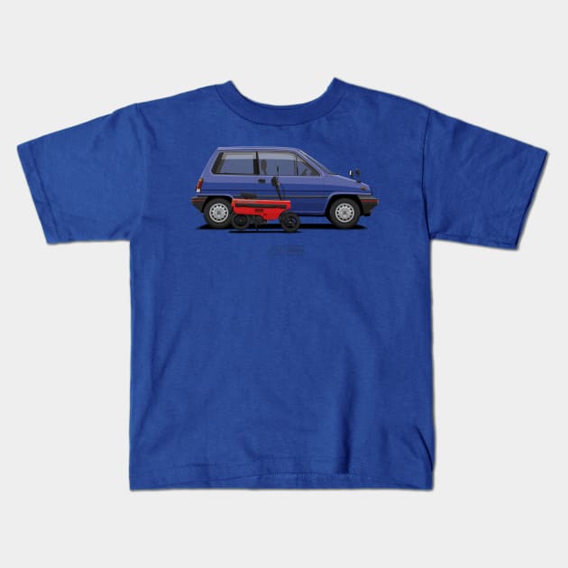 City R & Motocompo (Blue & Red) Kids T-Shirt by ARVwerks